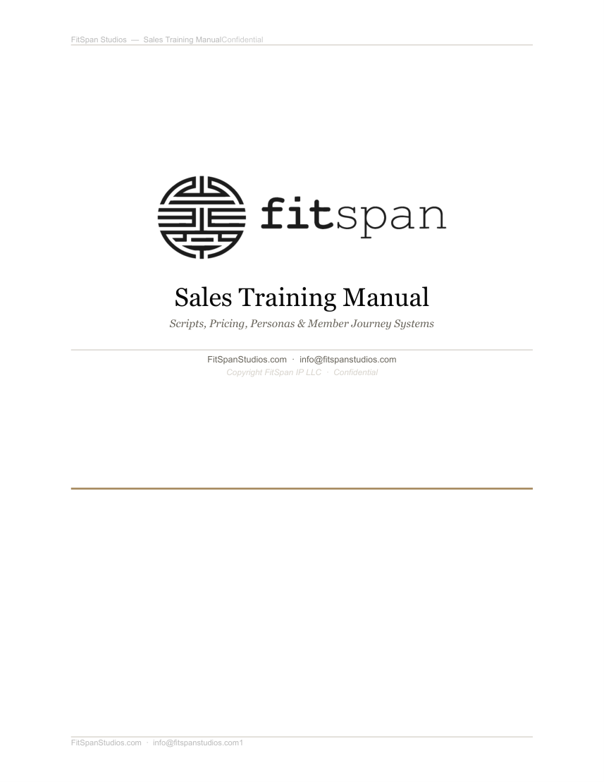 Sales Training Manual original cover page